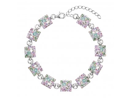 Stříbrný náramek se Swarovski krystaly mix barev 33047.3 sakura