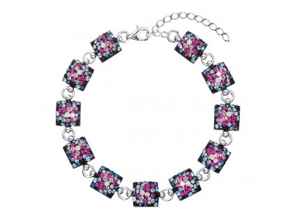 Stříbrný náramek se Swarovski krystaly mix barev 33047.4 galaxy