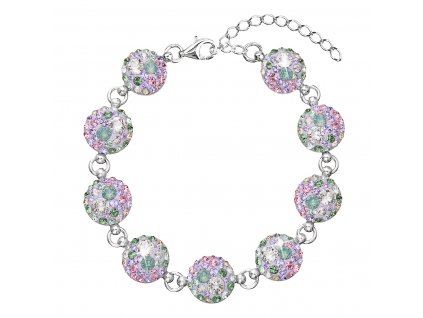 Stříbrný náramek se Swarovski krystaly mix barev 33048.3 sakura