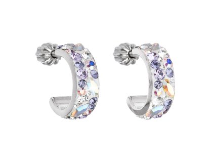 19862 stribrne nausnice kruhy s krystaly swarovski fialovy pulkruh 31118 3 violet
