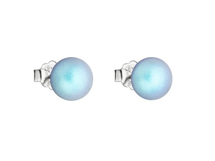 19892 stribrne nausnice pecka se svetle modrou matnou swarovski perlou 31142 3