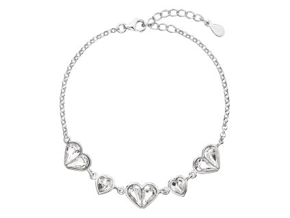 20612 stribrny naramek se swarovski krystaly bile srdce 33109 1