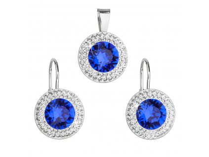 Sada šperků s krystaly Swarovski náušnice a přívěsek modré kulaté 39107.3 majestic blue