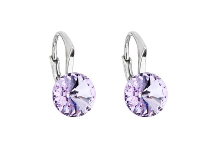 25832 stribrne nausnice visaci s krystaly swarovski fialove kulate 31229 3 violet