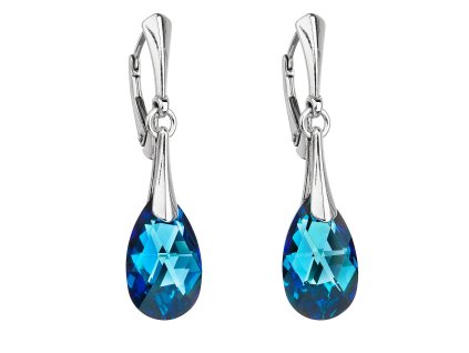 21248 stribrne nausnice visaci s krystaly swarovski modra slza 31215 5