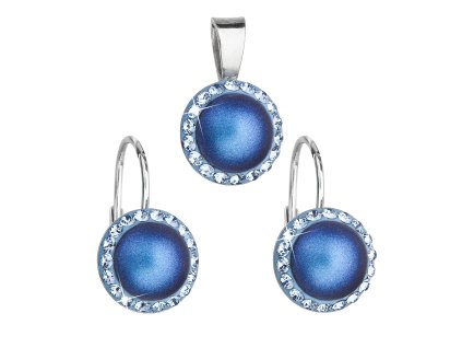 21269 sada sperku s krystaly swarovski nausnice a privesek s tmave modrou matnou perlou kulate 39091 3