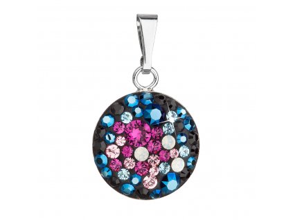 Stříbrný přívěsek s krystaly Swarovski mix barev kulatý 34225.3 galaxy