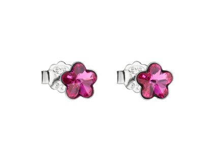 21488 stribrne nausnice pecka s krystaly swarovski ruzova kyticka 31080 3 fuchsia