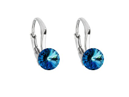 25844 stribrne nausnice visaci s krystaly swarovski modre kulate 31230 5 bermuda blue