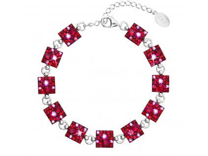 Stříbrný náramek se Swarovski krystaly červený 33047.3 cherry