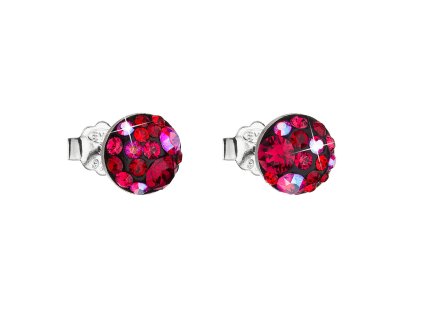 21650 stribrne nausnice pecka s krystaly swarovski cervene kulate 31136 3 cherry