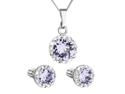 24752 sada sperku s krystaly swarovski nausnice retizek a privesek fialove kulate 39352 3 violet