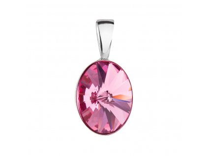 Stříbrný přívěsek s krystalem Swarovski růžový ovál 34245.3