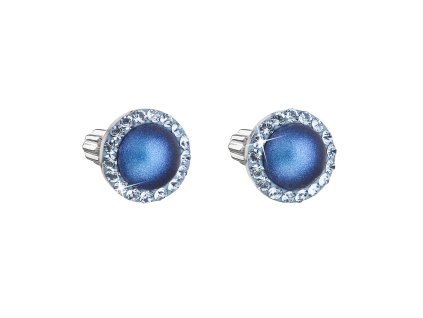 24800 stribrne nausnice pecka s krystaly swarovski a tmave modrou matnou perlou kulate 31314 3