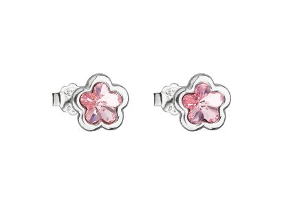 25853 stribrne nausnice pecka s krystaly swarovski ruzova kyticka 31255 3 light rose