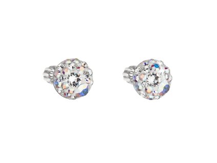 25868 stribrne nausnice pecka s krystaly swarovski ab efekt kulate 31336 2