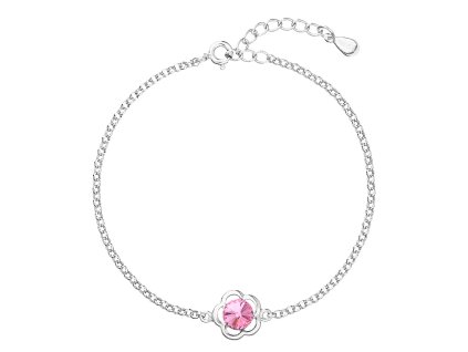 25925 stribrny naramek se swarovski krystaly ruzova kyticka 33117 3