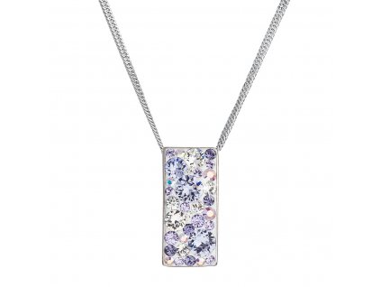 Stříbrný náhrdelník se Swarovski krystaly fialový obdélník 32074.3 violet