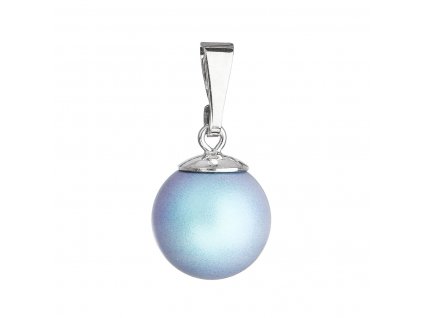 Stříbrný přívěšek s kulatou světle modrou matnou Swarovski perlou 34150.3
