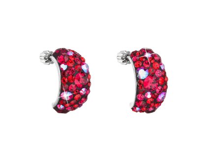 21224 stribrne nausnice visaci s krystaly swarovski cervene pulkruh 31164 3 cherry