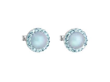 21242 stribrne nausnice pecka s krystaly swarovski a svetle modrou matnou perlou kulate 31214 3