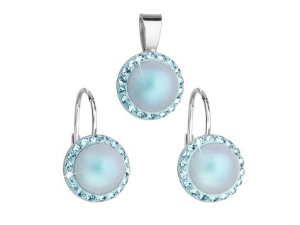 21266 sada sperku s krystaly swarovski nausnice a privesek se svetle modrou matnou perlou kulate 39091 3