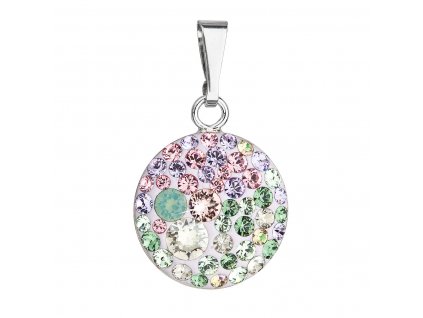 Stříbrný přívěsek s krystaly Swarovski mix barev kulatý 34225.3 sakura