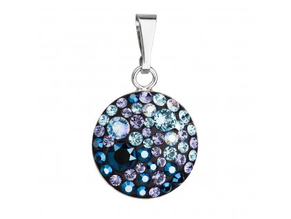 Stříbrný přívěsek s krystaly Swarovski modrý kulatý 34225.3 blue style