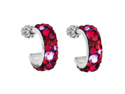 21647 stribrne nausnice kruhy s krystaly swarovski cerveny pulkruh 31118 3 cherry