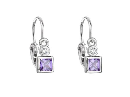 21911 stribrne detske nausnice visaci se zirkonem fialova kosticka 11172 3