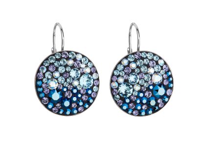 23672 stribrne nausnice visaci s krystaly swarovski modre kulate 31161 3 blue style