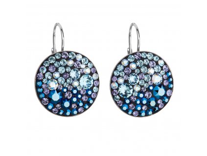 Stříbrné náušnice visací s krystaly Swarovski modré kulaté 31161.3 blue style