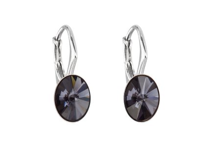 23708 stribrne nausnice visaci s krystaly swarovski cerny oval 31276 3