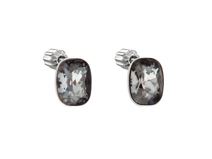 23762 stribrne nausnice pecka s krystaly swarovski cerny obdelnik 31279 5