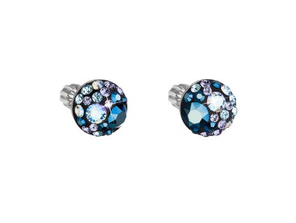 24542 stribrne nausnice pecka s krystaly swarovski modre kulate 31336 3 blue style