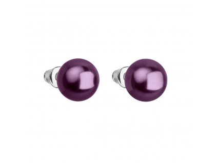 Náušnice bižuterie s perlou fialové kulaté 71070.3