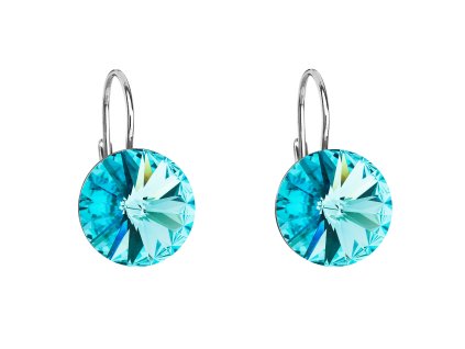 25703 stribrne nausnice visaci s krystaly swarovski modre kulate 31106 3 light turquoise