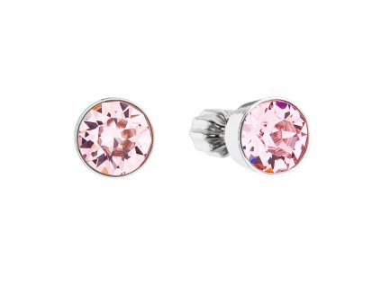 Stříbrné náušnice pecka se Swarovski krystaly růžové kulaté 31113.3 light rose