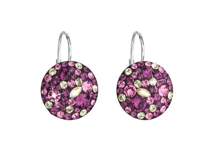 25766 stribrne nausnice visaci s krystaly swarovski fialove kulate 31176 3 amethyst