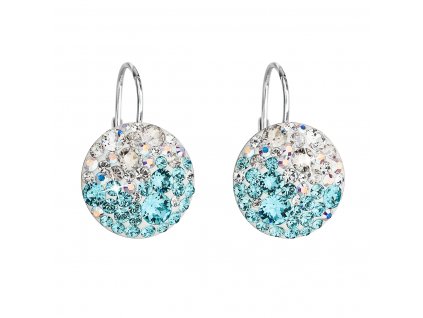 Stříbrné náušnice visací s krystaly Swarovski modré kulaté 31176.3 light turquoise