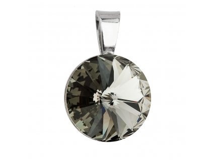 Stříbrný přívěsek s krystaly Swarovski šedý kulatý-rivoli 34112.3