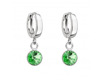 Stříbrné visací náušnice kroužky se Swarovski krystalem 31300.3 peridot