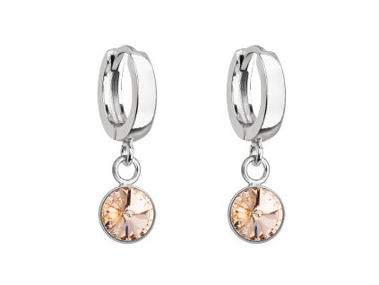 26333 stribrne visaci nausnice krouzky se swarovski krystalem 31300 3 lt peach
