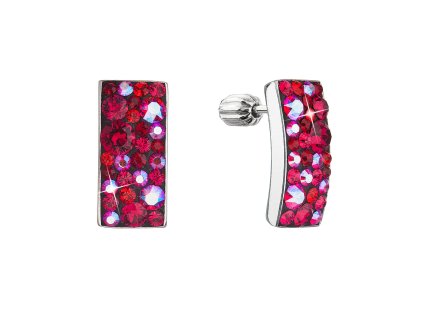 26492 stribrne visaci nausnice se swarovski krystaly cerveny obdelnik 31303 3 cherry