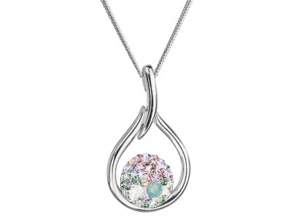 Stříbrný náhrdelník se Swarovski krystaly kapka 32075.3 sakura