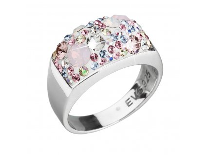 Stříbrný prsten s krystaly Swarovski růžový 35014.3