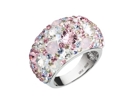 Stříbrný prsten s krystaly Swarovski růžový 35028.3 (Velikost 54 (ø17,2 mm))