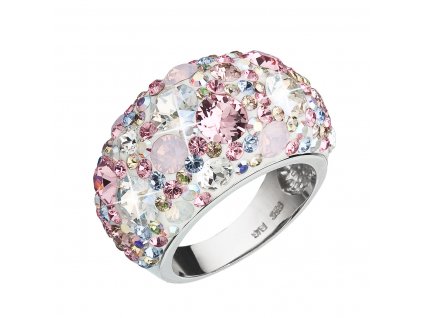 Stříbrný prsten s krystaly Swarovski růžový 35028.3