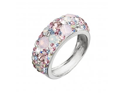 Stříbrný prsten s krystaly Swarovski růžový 35031.3