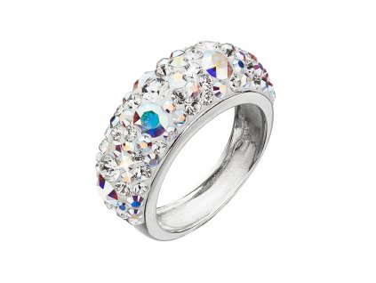 Stříbrný prsten s krystaly Swarovski ab efekt 35031.2